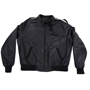 VTG Members Only Jacket Mens 44 Black Nylon Bomber Hong Kong 65/35 Classic 80s - Picture 1 of 13
