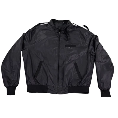 VTG Members Only Jacket Mens 44 Black Nylon Bomber Hong Kong 65/35 Classic 80s - Image 1 of 4