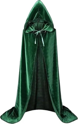 Плащ вампир бархатный с капюшоном плащ для мужчин и женщин унисекс большой, зеленый  - Изображение 1 из 4