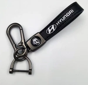 For Hyundai Luxury Leather Keychain Keyring Logo Car Key Ring - Picture 1 of 6