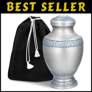 Robuste silberne Einäscherungsurne für Erwachsene - 200 Kubikzoll Kapazität - Bild 1 von 10