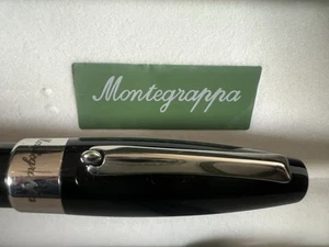 🔴 MONTEGRAPPA penna stilografica Fortuna nera profili cromati NUOVA - Imagen 1 de 14