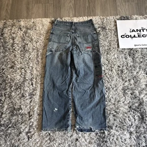 Vintage 90s Blue Denim Jnco Jeans DAMAGED Carpenter Embroidered Men’s Size 31x29 - Bild 1 von 14