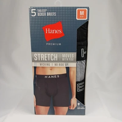 Calzoncillos boxer Hanes Premium para hombre M 5pk elásticos sin etiquetas algodón negro gris nuevos Foto 1 de 4