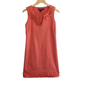 Vestido Vineyard Vines Coral Sin Mangas Borde Crochet Talla 4 - Imagen 1 de 6