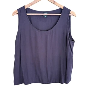 Eileen Fisher Silk Shell L Purple Fig Aubergine Tank Top Bluse Shirt Capsule - Bild 1 von 4