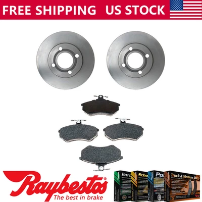 Kit dianteiro rotores de freio + pastilhas metálicas hardware para 1984-1987 Audi 4000 Quattro - Imagem 1 de 4