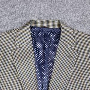 Oak Hill Sport Coat Blazer 50 2XL Beige Brown Blue Gingham Business Casual - Picture 1 of 16