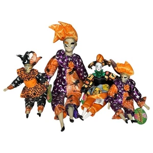 NWT Sugar Loaf Classiques Doll Harlequin Jester Porcelain Halloween LOT OF 4 - Picture 1 of 12