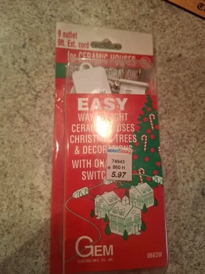 Gem 9 Outlet 9 ft Extension Cord for Ceramic Houses Trees & Decorations - Image 1 of 2