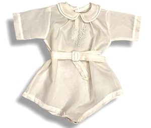 De colección Años 60 Vanity Fair Bebé Bautizo Niño Bautizo Blanco 1 pieza con Cinturón Bordado - Imagen 1 de 10