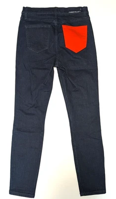 Current Elliott Jeans Color Block Red Pocket Super High Waist Dark Wash 29 - Image 1 of 4