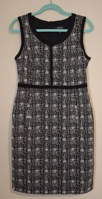 Vestido vaina Lands End para mujer talla 10 tweed sin mangas negro/blanco bolsillos Foto 1 de 4