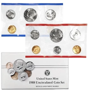 1988 Mint Set Original Envelope 10 BU US Coins BU - Picture 1 of 1