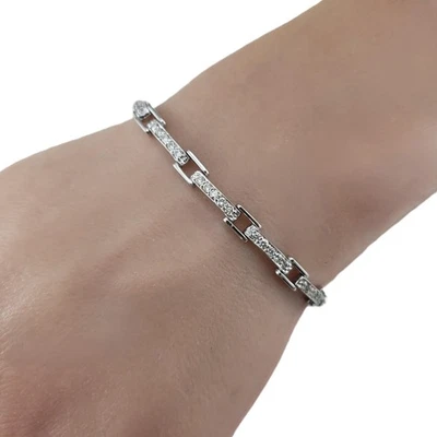 14K White Gold and Diamond Link Bracelet #22912 - Image 1 of 4