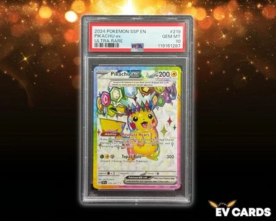 Pokémon TCG - Pikachu ex Full Art Ultra Rare Surging Sparks 219/191 | PSA 10 - Image 1 of 3
