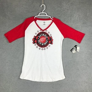 NHL Detroit Red Wings Womens Short Sleeve V Neck Multicolor T Shirt Size L NWT - Picture 1 of 9