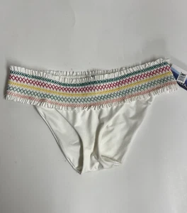 Isabella Rose Ruffle Elastic Waist  Band Bikini Bottom White MSRP $68 Sz MM - Picture 1 of 5