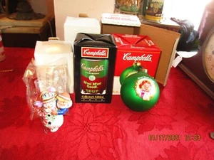 2006 Campbell's Soup Christmas Ornament Boy Feeding Snowman GLASS BALL SOUP CAN - Picture 1 of 5