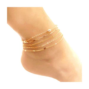 Eye-catching Thigh Chain Ankle Set of 5 Women's Stackable Layered Hollow - Picture 1 of 13
