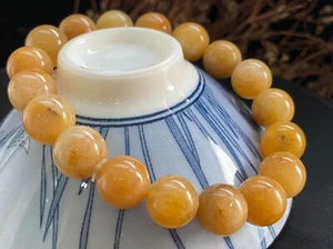Braccialetto bracciali perle giadeite giada gialla naturale certificato 10 mm 4479 - Foto 1 di 6