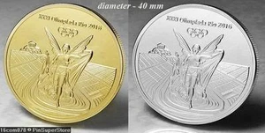 2PCS Olympische Münzen Resembling Medal Design Gold/Silber 40MM Two 2-SIDED-NOT - Picture 1 of 1