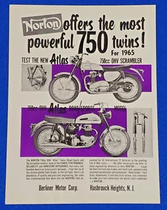 1965 NORTON 750cc MOTORCYCLE ATLAS TWIN ROAD/SPORT & SCRAMBLER ORIGINAL PRINT AD - Picture 1 of 1