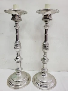 ANTIQUE GREAT SET 2 ALTAR CANDLESTICK GREAT FOR CHURCH HOME CHALICE 17"IN HIGH - Picture 1 of 11