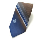 Vintage Via Re Luxury Tie Brown Gray Blue Striped Woven Necktie Armor Crest