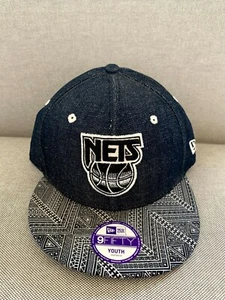New Era Nets 9FIFTY Youth Kids Adjustable Snapback Hat Cap Denim - Bild 1 von 4