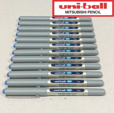 12 x Uni-ball Eye Pigment Ink Roller Ball Pen Blue 0.7mm Fine UB-157 - image 1 of 4