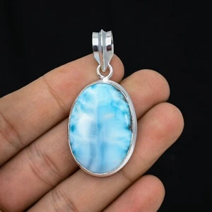 Colgante de joyería hecha a mano de plata de ley 925 con piedras preciosas naturales de Larimar regalo para - Imagen 1 de 2