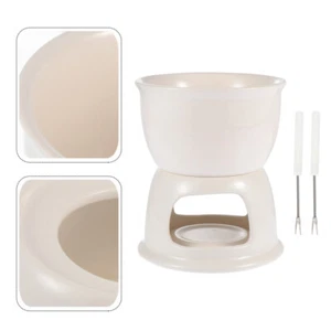Fondue Fork Ceramic Fondue Set Tealight Candle Burner Ceramic Melting Pot - Picture 1 of 12