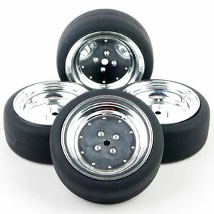 Juego de 4 ruedas de neumáticos planos de goma 1/10 hexagonales de 12 mm para coche de radiocontrol HSP HPI On-Road Drift - Imagen 1 de 6