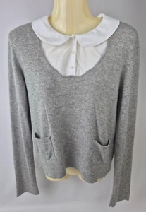 Chanel Women's Grey Cashmere Peter Pan Collar Sweater Size 42 FR P24297WO3392 - Picture 1 of 5
