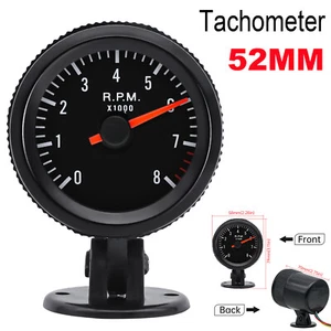 2Inch 52mm Black Face White Light LED Car Tachometer 0-8000RPM For 4-8 Cylinders - Picture 1 of 11
