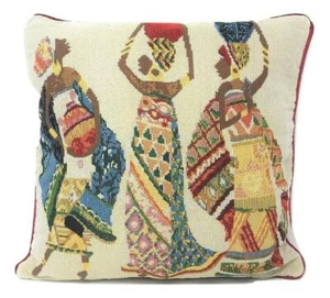 Funda de almohada tapiz colorido DaDa ropa de cama bailarina mujer africana Kwanzaa - Imagen 1 de 6