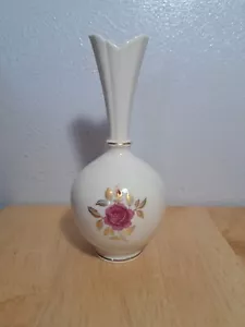 LENOX 24k Gold Trim Porcelain Vase Hand Decorated ROSES 8” Tall - Picture 1 of 7