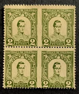 D6/45 Colombia Stamp 119 2 Pesos Block 4 Missing Perf Error MNHNG Great EFO - Picture 1 of 2
