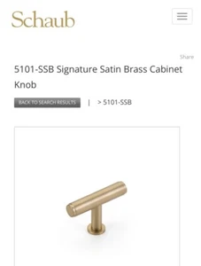 Schaub & Company Pub House 5101-SSB Signature Satin Brass Cabinet Knob - Picture 1 of 5