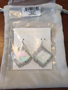 New with Tag and bag Vintage Kendra Scott Kirsten Dichroic Earrings Silver Tone - Picture 1 of 6