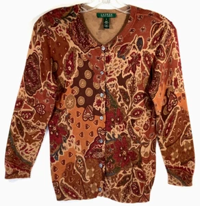 Cárdigan floral Lauren Ralph Lauren talla S en mezcla de seda y algodón - Imagen 1 de 13