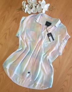 RAILS Britt - Sherbet Rainbow Check Shirt (Sleeveless) RRP$270 - Bild 1 von 8