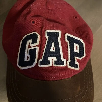 NWT BABYGAP MAROON NAVY FAUX LEATHER BRIM BASEBALL CAP HAT SZ S/M - Image 1 of 4