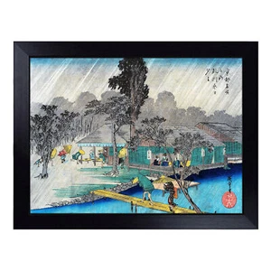 Tea Houses On Tadasu River By Utagawa Hiroshige Lap Tray Cushioned Bean Bag - Picture 1 of 4