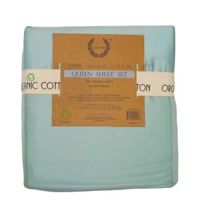 LaurelCrest 100% Organic Cotton Queen Sheet Set 350 Thread Count Sateen Weave - Picture 1 of 4