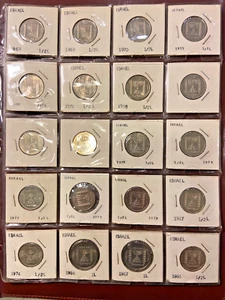 World Coins Israel 1/2 Lira 1965 to 1979 lot of 20 uncirculated - Picture 1 of 11