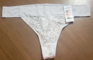 3X Jockey Thong - Soft Touch Lace Modal panties - Grey Floral - Size 10  - Picture 1 of 5