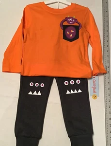Boys 12M, 18 M, 2T, 3T, 4T Monster Orange Shirt & Pants Set Halloween Outfit - Picture 1 of 12