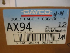 94''  MOWER DECK V-BELT AX94 DAYCO COG BELT 1/2'' WIDTH FITS MANY APPLICATIONS - Picture 1 of 4